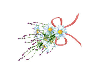 ラベンダーとデイジー花束