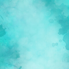 Blue watercolor background illustration with paint spatter blotches and drips on border and soft white texture center design, blue color splash layout