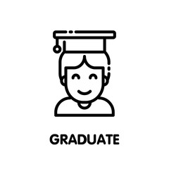 Man graduate outline icon style design illustration on white background