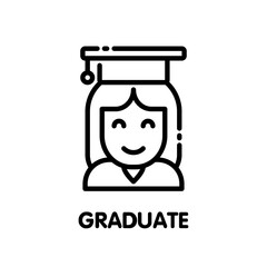 Woman graduate outline icon style design illustration on white background