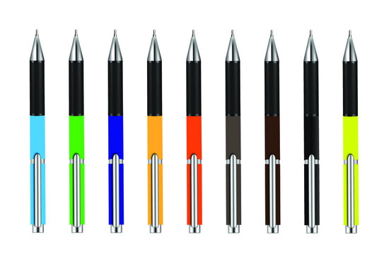 Ballpoint Colorful pen pencil vector format. Colorful ballpoint in the white background.
