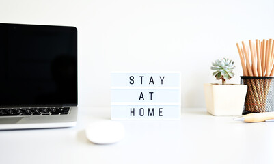 stay at home on Work desk In the office