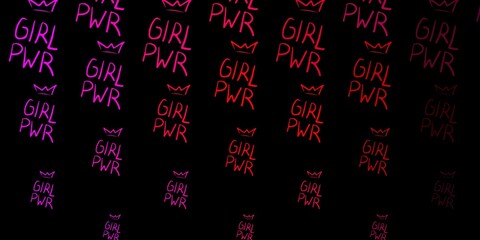 Dark Pink, Yellow vector background with woman symbols.