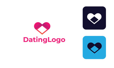 Dating Logo can for Icon Love app , logo heart -romance symbol - logo heart for website with modern design , fresh concept ,blue color and vector EPS 10