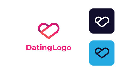 Dating Logo can for Icon Love app , logo heart -romance symbol - logo heart for website with modern design , fresh concept ,blue color and vector EPS 10