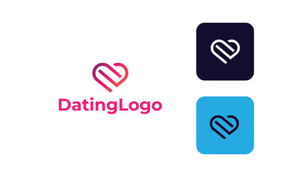 Fototapeta premium Dating Logo can for Icon Love app , logo heart -romance symbol - logo heart for website with modern design , fresh concept ,blue color and vector EPS 10