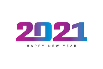 2021 Happy New Year text design with golden text on white background