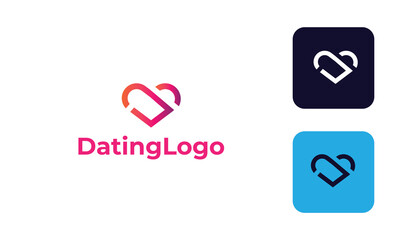 Dating Logo can for Icon Love app , logo heart -romance symbol - logo heart for website with modern design , fresh concept ,blue color and vector EPS 10