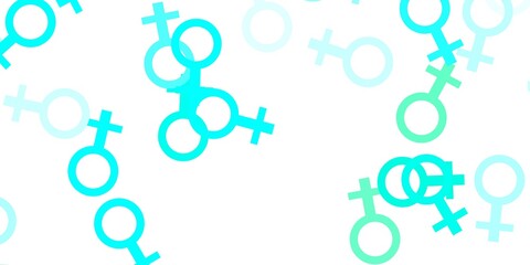 Light Green vector texture with women's rights symbols.