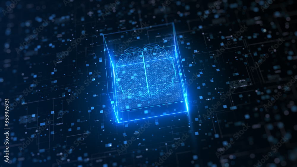 Poster artificial intelligence (ai), big data flow analysis, deep learning modern technologies concepts. su