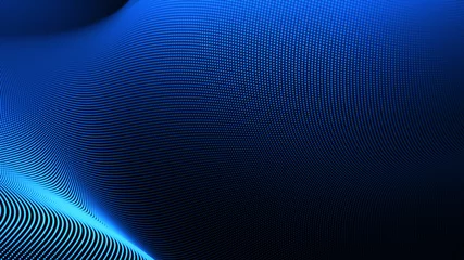 Blue digital particles wave flow, Digital cyberspace abstract background
