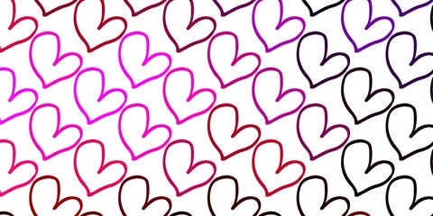 Light Pink vector background with Shining hearts.