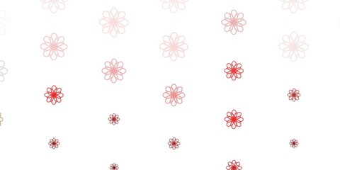 Light Green, Red vector doodle background with flowers.