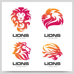 Collection of lion logo design. Graphic design element. Vector illustration