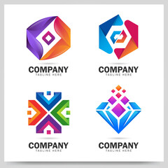 Collection of abstract business logo design. Graphic design element. Vector illustration.