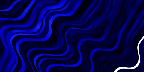 Dark BLUE vector pattern with curved lines. Colorful illustration with curved lines. Pattern for ads, commercials.