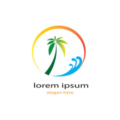 landscape illustration colorful logo design vector
