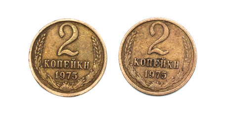 copper money on a white background