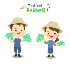 Cartoon Thai Farmer Vector    