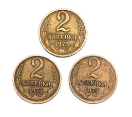 copper money on a white background