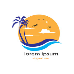 Naklejka premium illustration of evening scenery color logo, vector design