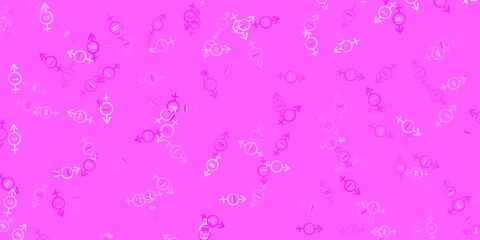 Light Pink vector background with woman symbols.