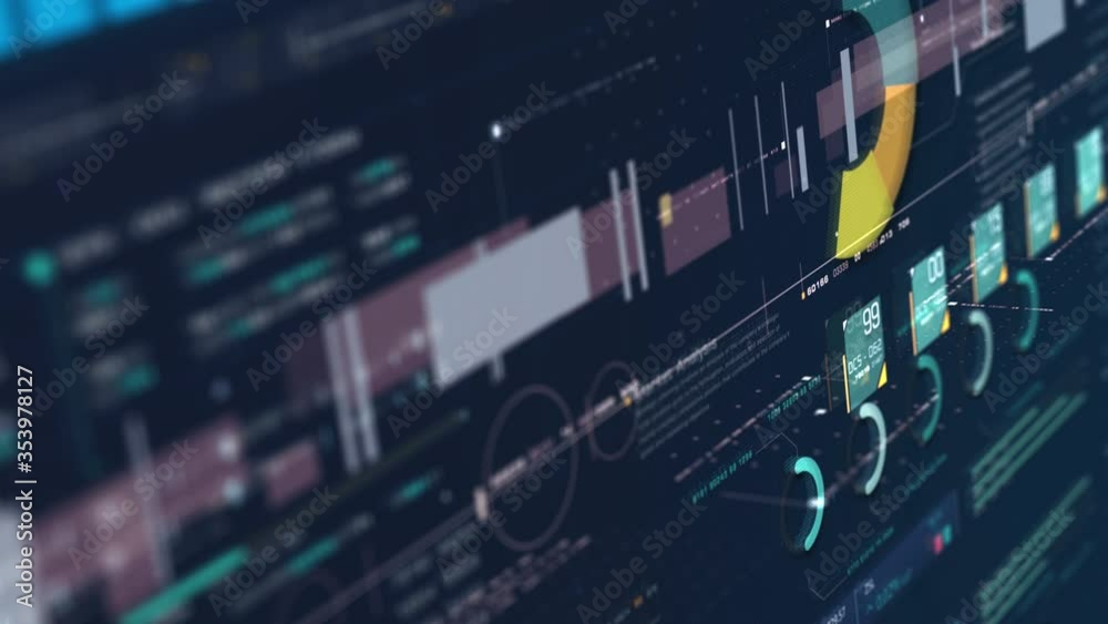 Leinwandbilder business stock market, trading, info graphic with animated graphs, charts and data numbers insight a