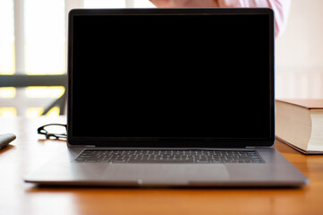 Blank laptop screen with copy space.