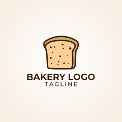 Simple minimalist retro cafe bakery bread logo design vector template 