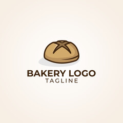 Simple minimalist retro cafe bakery bread logo design vector template 