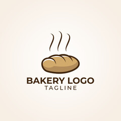 Simple minimalist retro cafe bakery bread logo design vector template 