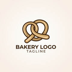 Simple minimalist retro cafe bakery bread logo design vector template 