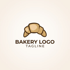 Simple minimalist retro cafe bakery bread logo design vector template 