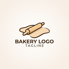 Simple minimalist retro cafe bakery bread logo design vector template 