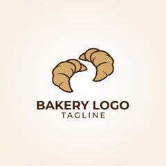 Simple minimalist retro cafe bakery bread logo design vector template 