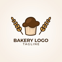 Simple minimalist retro cafe bakery bread logo design vector template 