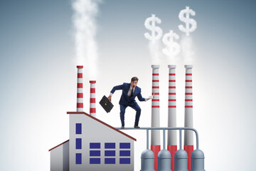 Businessman in carbon tax concept