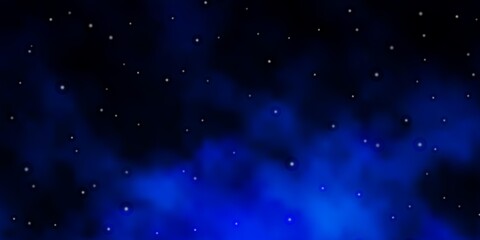 Dark BLUE vector background with colorful stars. Decorative illustration with stars on abstract template. Pattern for websites, landing pages.