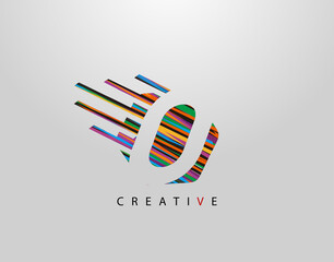 Fast O Letter Logo. Creative Modern Abstract Geometric Initial O Design, made of various colorful pop art strips shapes