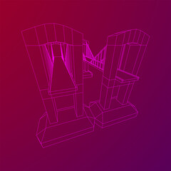 Fototapeta premium Bridge connection structure. Wireframe low poly mesh vector illustration.