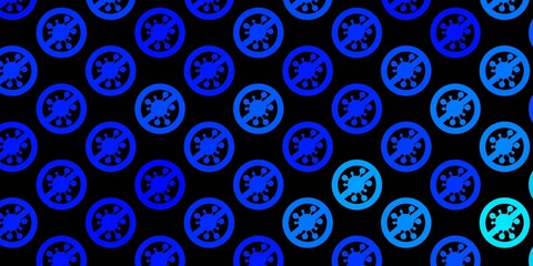 Dark BLUE vector background with covid-19 symbols.