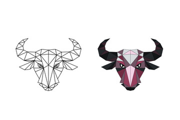 bull with horns line art 