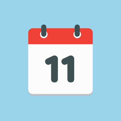 Vector icon list calendar day, date number 11