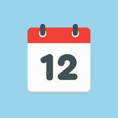 Vector icon list calendar day, date number 12