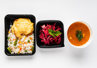 take away lunch on the white background