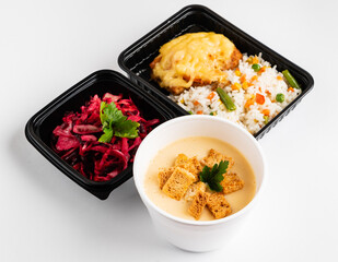 take away lunch on the white background