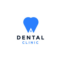 tooth dental logo with house symbol for dentist location clinic