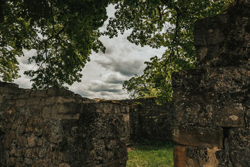 old wall remains of the ruin castle Hohenurach in Bad Urach Germany