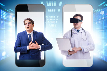 Telemedicine concept with doctor examining remotely
