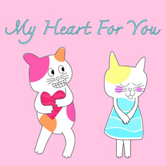 Obraz na płótnie Canvas Cat with heart concept i love you